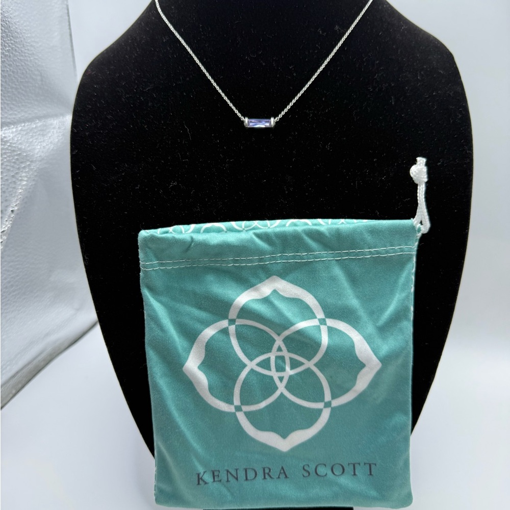 Kendra Scott Rufus Baguette Necklace Silver with Purple Stone